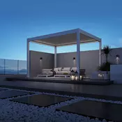 Bioklimatska pergola Antares — Samostoječa/3 x 4/Bela/Električni motor in LED luči