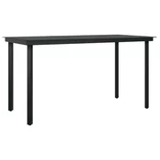 MAISON CHIC Vrtna miza - Vrtna jedilna miza črna 140x70x74 cm jeklo in steklo, (21715416)