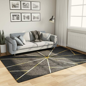 VIDAXL Preproga pralna črna in zlata 160x230 cm protizdrsna