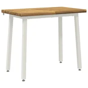 vidaXL 90 x 55 x 75 cm Masiven les akacije Bela Pravokotna