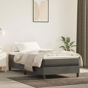 Greatstore Box spring postelja z vzmetnico temno siv 90x190 cm žamet