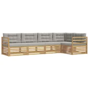 Set vanjskih sofa 5 kom. Bijela i svjetlosiva Poliester