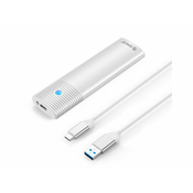Orico PWM2 zunanje ohišje za M.2 SATA SSD v USB-C 3.2 Gen1, aluminij, bela (PWM2-WH-EP)