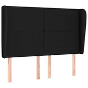 Vidaxl Vzglavje z ušesi črno 147x23x118/128 cm blago