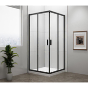 POLYSAN EASY BLACK Steklena Spršna Stena 800x800mm s Črnimi Mat Profilom