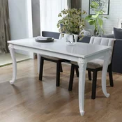 vidaXL Jedilna Miza 120x70x76 cm Visok Sijaj Bele Barve