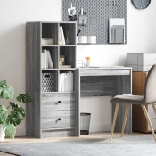 Stol s ladicama s policom s pohranom 2 pcs Siva Sonoma