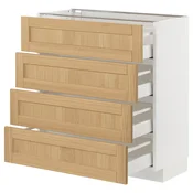 METOD / MAXIMERA Podni element 4 fronta/4 fioke, bela/Forsbacka hrastovina, 80x37 cm