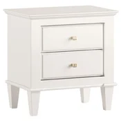 Casa Padrino luxury Art Deco bedside table white 60 x 40 x H. 61 cm - Solid wood side table with 2 drawers - Bedroom furniture - Art Deco furniture - Luxury furniture