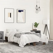 Okvir za krevet smedi hrast 135x190cm konstruirano drvo i metal
