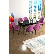 Hanah Home Set Trpezarijski sto i 6 stolica Han, Ljubičasto-crni