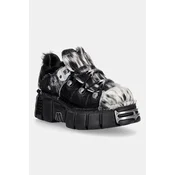 New Rock čevlji ženski usnjeni PELO NATURAL NEGRO-BLANCO IMPERFECT TOWER NEGRO TORNILLOS