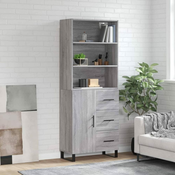 Greatstore Visoka komoda siva sonoma 69,5x34x180 cm inženirski les
