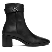 Calvin Klein Škornji Block Heel Boot W/ Metal Logo HW0HW02591 Črna