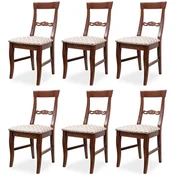Casa Padrino Biedermeier dining room chair set of 6 bronze/white/dark brown 43 x 52 x H. 96 cm - Solid wood kitchen chairs - Solid Wood Biedermeier Dining Room Furniture