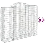 Vidaxl Obokane gabion košare 8 kosi 200x50x160/180 cm pocinkano železo