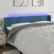 Vidaxl vidaXL Vzglavje postelje z LED diodo temno modro 183x16x78/88 cm žamet