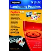 Laminacijska folija za vruće laminiranje, 125 mikrona, 54x86 mm, sjajna, 50 kom, FELLOWES 5396602