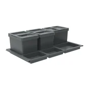 Siv plastičen koš za smeti 3x12 l za ločevanje odpadkov/izvlečni Metropolis Flip-up – Elletipi