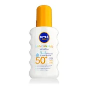Nivea Sun Babies & Kids Sensitive Protect Spray SPF50+ vodoodporna zaščita pred soncem za telo za vse tipe kože 200 ml