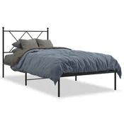 shumee vidaXL Kovinski posteljni okvir z vzglavjem črne barve 90x190 cm