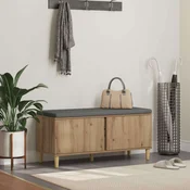 vidaXL Haldna klop z blazino z vrati Umetni hrast 60 x 38 x 46 cm