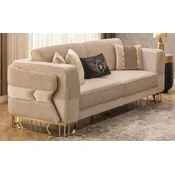 Casa Padrino luxury sofa light brown/gold 230 x 90 x H. 77 cm - Living room sofa - Hotel sofa - Living room furniture - Hotel furniture - Luxury furnishings - Luxury living room furniture