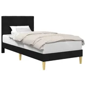 Vidaxl Konstrukcija postelje z vzglavjem Črna 90 x 200 cm Blago