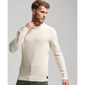 Superdry za moške. M6110567A Pleten pulover z okroglim ovratnikom in belo teksturo (XXL), Bela, Priložnostno, Bombaž