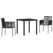 Vrtni set za objed 3 pcs Crna PE ratan
