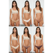 Trendyol Brown-Multicolored 6-Pack Micro Brazilian Knitted Panties