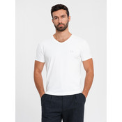 Ombre Mens SLIM FIT T-shirt with round neckline and logo - white