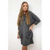 Graphite dress with hood