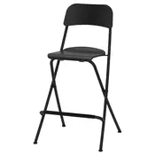 FRANKLIN Barska stolica s nasl.,sklopiva, crna/crna, 63 cm