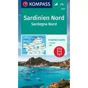 shumee Severna Sardinija. Komplet štirih turističnih zemljevidov 2497. Izdaja 2023. Kompass