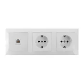 Aigostar - Ethernet uticnica i 2x SCHUKO uticnica u belom okviru