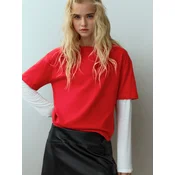 Pull&Bear Majica rdeča/bela