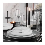 18-delni jedilni set, bel/srebrn, porcelan