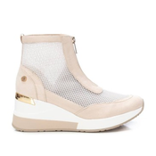 Xti za ženske. 14104301-BEIGE Superge z bež prosojnicami - Višina pete 7 cm (37), Tkanina, 5 do 8 cm, Zip, Priložnostno