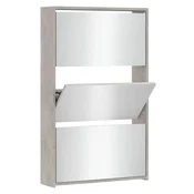 Vidaxl Omarica za čevlje z ogledalom 3-nadstropna siva 63x17x102,5 cm