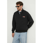 Bombažen pulover HUGO moški, črna barva, 50517848