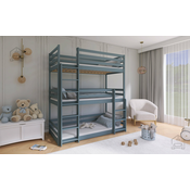 Pograd Ted za 3 otroke - 90x200 cm - Siv