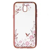Silikonski ovitek z rožicami za Samsung Galaxy J7 2017-pink