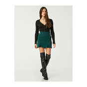 Koton Mini Skirt Pleated Patterned with Buckle Detail on the Sides