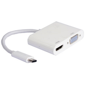 E-GREEN Adapter USB 3.1 tip C (M) HDMI + VGA (F) beli