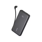 Anker Zolo Powerbank 10000 mAh, 22.5W with built-in USB-C cable, black