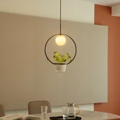 Lindby Orna obesek svetlobe enojna svetloba viseča košara - Dnevna soba/jedilnica - Sodobni - črna, opal - Kovina