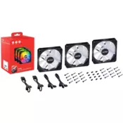XPG Vento R 120 ARGB PWM 120 mm paket 3 kosov, črne barve