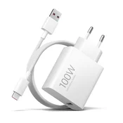 Kućni punjač XIAOMI Charging Combo, 100W, USB-A, GaN, bijeli, sa kabelom