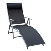 SONNENH Vrtni stol, 137 x 63.5 x 100.5 cm, kovina, črna, zložljiva izvedba, za vrt ali teraso